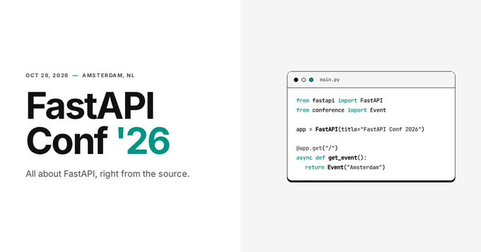 FastAPI Conf '26 - 28 de Octubre de 2026 - Ámsterdam, NL